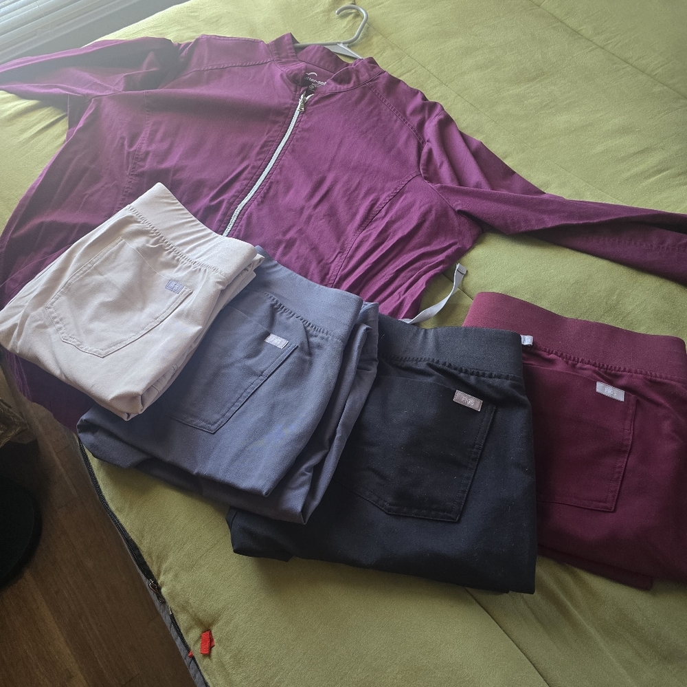 Figs Purple and Black Track Pants & Joggers